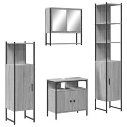 Berkfield Home Durable 4 Piece Bathroom Furniture Set Grey Sonoma Engineered Wood - thumbnail 3