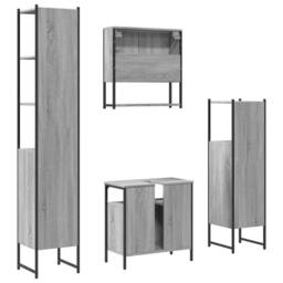 Berkfield Home Durable 4 Piece Bathroom Furniture Set Grey Sonoma Engineered Wood - thumbnail 8