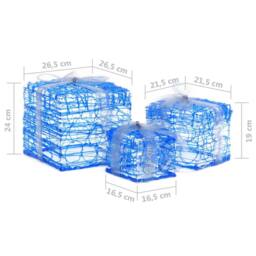 Berkfield Home Decorative Acrylic Christmas Gift Boxes 3 pcs Cold White in Blue - thumbnail 7
