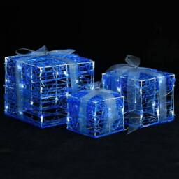 Berkfield Home Decorative Acrylic Christmas Gift Boxes 3 pcs Cold White in Blue