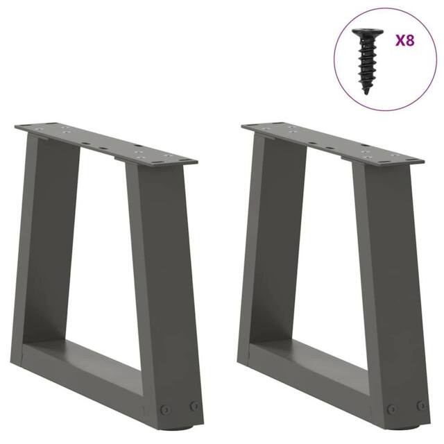 Berkfield Home Modern Dining Table Legs V-Shape 2 pcs Anthracite 30x(30-31.3) cm in Charcoal - image 1