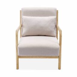 sweeek Scandi-style wooden armchair with cushion in Beige - thumbnail 7