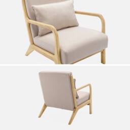 sweeek Scandi-style Wooden Armchair With Cushion in Beige - thumbnail 3
