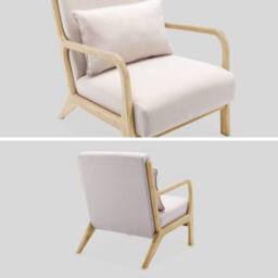sweeek Scandi-style wooden armchair with cushion in Beige - thumbnail 8