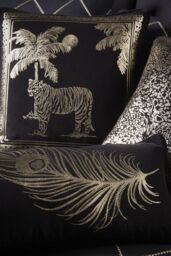 Laurence Llewelyn-Bowen 'Dandy' Metallic Feather Rectangular Filled Cushion in Black - Size: 30 cm x 50 cm - thumbnail 3