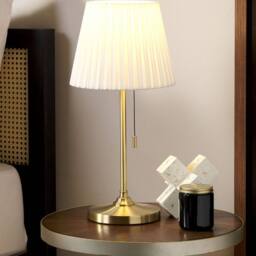 Wyld and Coco Brass Table Lamp with White Empire Shade in Gold - thumbnail 1