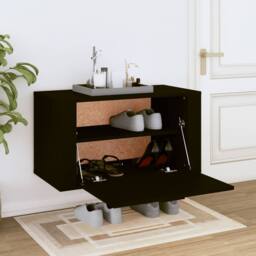 Berkfield Home Wall-mounted Shoe Cabinet Black 70x35x38 cm Engineered Wood - Size: 70 x 35 x 38 cm