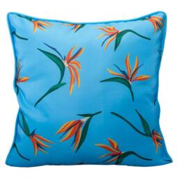 VFM e-Store Scatter Cushion Birds Of Paradise Design Piping Edge Soft Blue - thumbnail 1