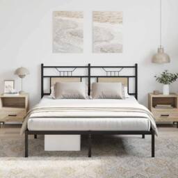 Berkfield Home Bed Frame without Mattress Sonoma Oak 137x190 cm Engineered Wood in Brown - thumbnail 2
