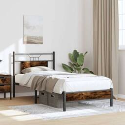 Berkfield Home Decorative Bed Frame without Mattress Smoked Oak 80x200 cm Engine in Brown - thumbnail 4