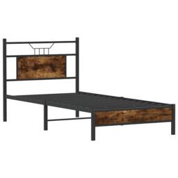 Berkfield Home Decorative Bed Frame without Mattress Smoked Oak 80x200 cm Engine in Brown - thumbnail 5