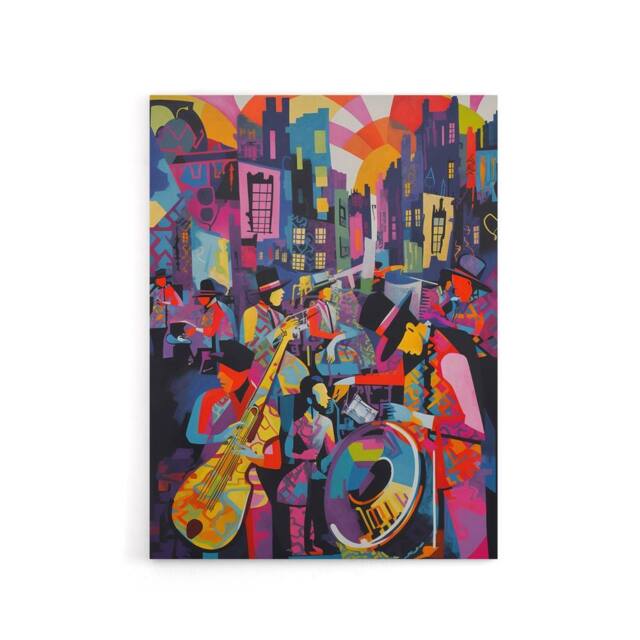 "Artery8 Abstract New Orleans Jazz Festival Musicians Canvas Wall Art Print - Size: W18"" x H24""" - image 1
