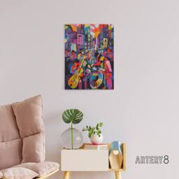 "Artery8 Abstract New Orleans Jazz Festival Musicians Canvas Wall Art Print - Size: W18"" x H24""" - thumbnail 3