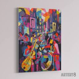 "Artery8 Abstract New Orleans Jazz Festival Musicians Canvas Wall Art Print - Size: W18"" x H24""" - thumbnail 2