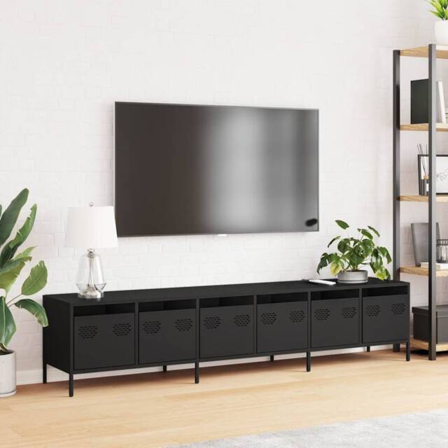 Berkfield Home TV Cabinet Black 202x39x43.5 cm Cold-rolled Steel - image 1