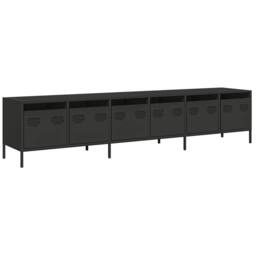Berkfield Home TV Cabinet Black 202x39x43.5 cm Cold-rolled Steel - thumbnail 3