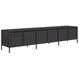 Berkfield Home TV Cabinet Black 202x39x43.5 cm Cold-rolled Steel - thumbnail 7