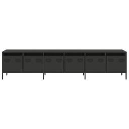 Berkfield Home TV Cabinet Black 202x39x43.5 cm Cold-rolled Steel - thumbnail 5