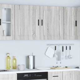 Berkfield Home Kitchen Wall Cabinets 2 pcs¬†Porto Grey Sonoma Engineered Wood in Light Grey - thumbnail 4