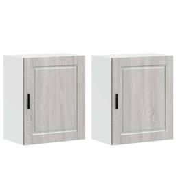 Berkfield Home Kitchen Wall Cabinets 2 pcs¬†Porto Grey Sonoma Engineered Wood in Light Grey - thumbnail 1