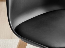 FurnitureboxUK Set of 2 Stockholm Natural Birch Wood Scandi Minimalist Dining Chairs with Faux Leather Cushion in Black - thumbnail 6