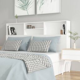Berkfield Home Headboard Cabinet White 160x19x103.5 cm - thumbnail 1