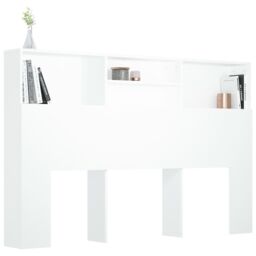 Berkfield Home Headboard Cabinet White 160x19x103.5 cm - thumbnail 4