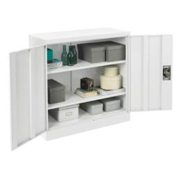 Moderna Steel Storage Cabinet Lockable 2 Doors Adjustable Shelves 80cm in White - thumbnail 3