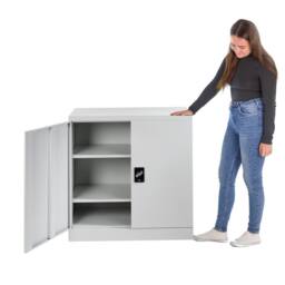 Moderna Steel Storage Cabinet Lockable 2 Doors Adjustable Shelves 80cm in White - thumbnail 7