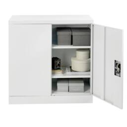 Moderna Steel Storage Cabinet Lockable 2 Doors Adjustable Shelves 80cm in White - thumbnail 9