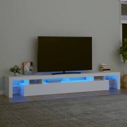 Berkfield Home TV Cabinet with LED Lights White 260x36.5x40 cm - thumbnail 2
