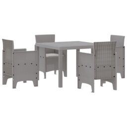 Berkfield Home 5 Piece Garden Dining Set with Cushions Light Grey Poly Rattan - thumbnail 2