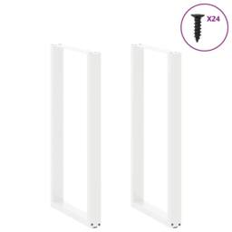 Berkfield Home Coffee Table Legs U-Shaped 2 pcs White 60x(110-111) cm Steel - thumbnail 3