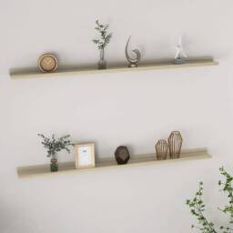 Berkfield Home Wall Shelves 2 pcs Sonoma Oak 115x9x3 cm in Light Oak - Size: 115 x 9 x 3 cm - thumbnail 2