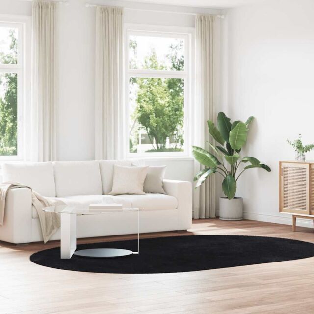 Berkfield Home Shaggy Rug High Pile NAVARRA Black 300x200 cm Polyester - Size: Medium - image 1