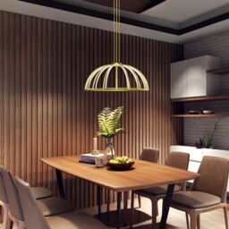 CGC Lighting Paraplu 2 Hemisphere 90cm Satin Gold LED Ceiling Pendant Light