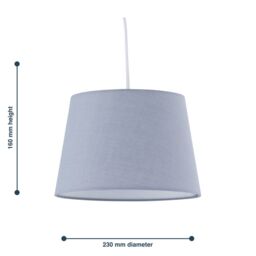 First Choice Lighting Grey Cotton 23cm Tapered Cylinder Pendant or Lamp Shade - thumbnail 5