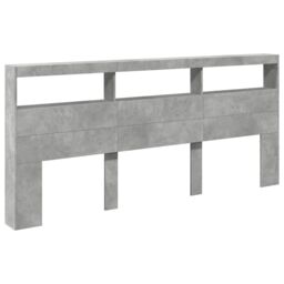 Berkfield Home Headboard Cabinet with LED Concrete Grey 220x17x102 cm - Size: 220 x 17 x 102 cm - thumbnail 3