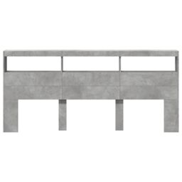 Berkfield Home Headboard Cabinet with LED Concrete Grey 220x17x102 cm - Size: 220 x 17 x 102 cm - thumbnail 6