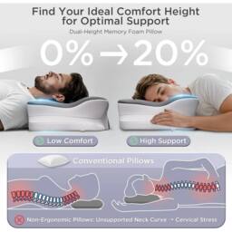 NESTLUNE Memory Foam Pillow Ergonomic Shape in Grey - Size: Cot - thumbnail 6