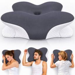 NESTLUNE Memory Foam Pillow Ergonomic Shape in Grey - Size: Cot - thumbnail 1