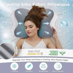 NESTLUNE Memory Foam Pillow Ergonomic Shape in Grey - Size: Cot - thumbnail 4