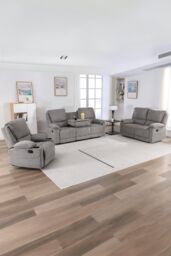 More4Homes Sydney 1+2+3 Seater Fabric Manual Recliner Sofa Set in Grey