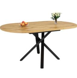 STILVORA Extendable Dining Table 100-140cm with X Metal Frame in Natural - thumbnail 5