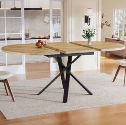 STILVORA Extendable Dining Table 100-140cm with X Metal Frame in Natural - thumbnail 3