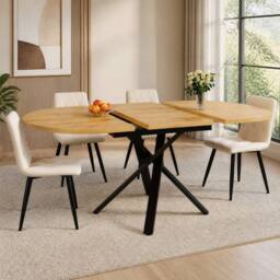 STILVORA Extendable Dining Table 100-140cm with X Metal Frame in Natural - thumbnail 1