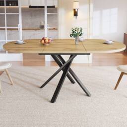 STILVORA Extendable Dining Table 100-140cm with X Metal Frame in Natural - thumbnail 2