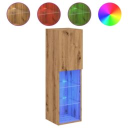 Berkfield Home TV Cabinets with LED Lights 2 pcs Artisian Oak 30.5x30x102 cm in Brown - thumbnail 2