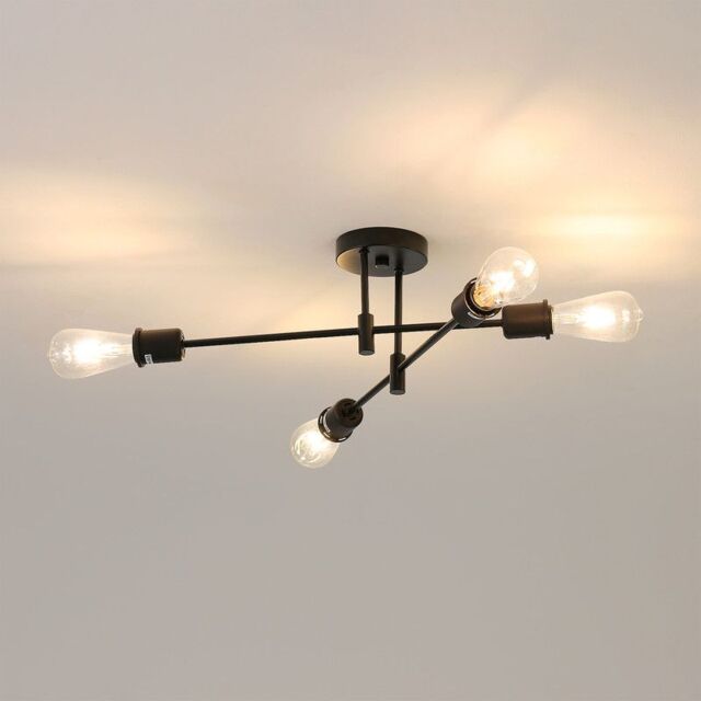 COMELY 4-Light Black Sputnik Ceiling Lamp, Modern Industrial Chandelier - image 1