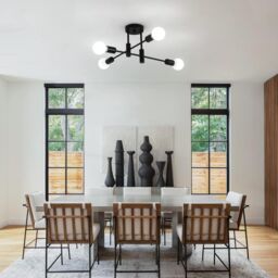 COMELY 4-Light Black Sputnik Ceiling Lamp, Modern Industrial Chandelier - thumbnail 8